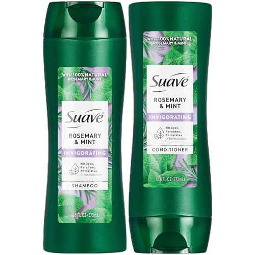 Suave Shampoo and Conditioner Set, Rosemary & Mint - Invigorating Rosemary Mint Clarifying Shampoo & Conditioner, Hair Strengthening, Scented, 12.6 Oz Ea (2 Piece Set)