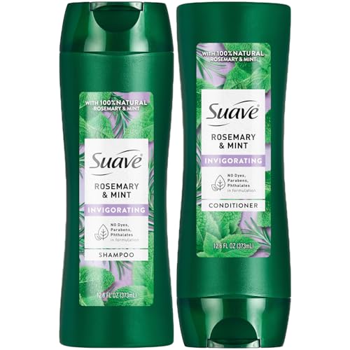 Suave Shampoo and Conditioner, Rosemary & Mint ? Invigorating Formula with 100% Natural Essential Oils, 12.6 Oz Ea