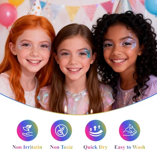 Green Body Glitter Gel, St Patricks Day Hair Face Glitter for Kids & Women, Chunky Mermaid Sequins, Easy Apply & Quick Drying, Face Sparkles Fairy Makeup, Singer Concert Festival & Rave Accessories