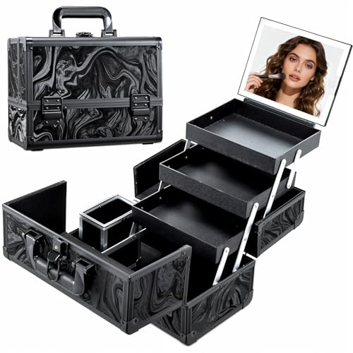 LED Lighted Makeup Case with Mirror - 11.6" Portable Organizer