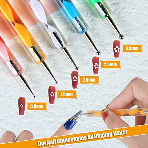 Teenitor Nail Pen Designer,Stamp Nail Art Tool with 15pcs Nail Painting Brushes, Nail Dotting Tool, Nail Foil, Manicure Tape, Color Rhinestones for Nails-Black