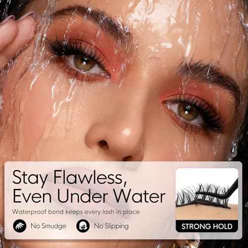 BEYELIAN Self Adhesive Eyelashes Natural Pre-glued Lashes No Glue Needed Lashes Cat Eye Lashes False Eyelashes Reusable Self Adhesive Lashes 5 Pairs (HX55)