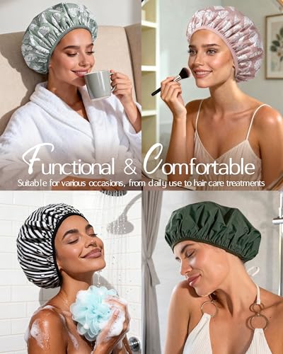 Satin Lined Shower Cap for Women | Frizz Free Hair Protection