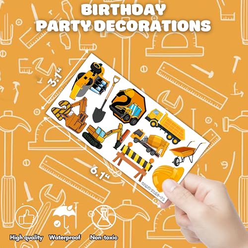 100 PCS Construction Temporary Tattoos for 2 Year Old Birthday Party