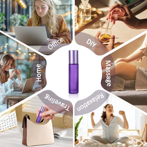 Kesell 10ml Glass Roller Bottles for Essential Oils (10-Pack)