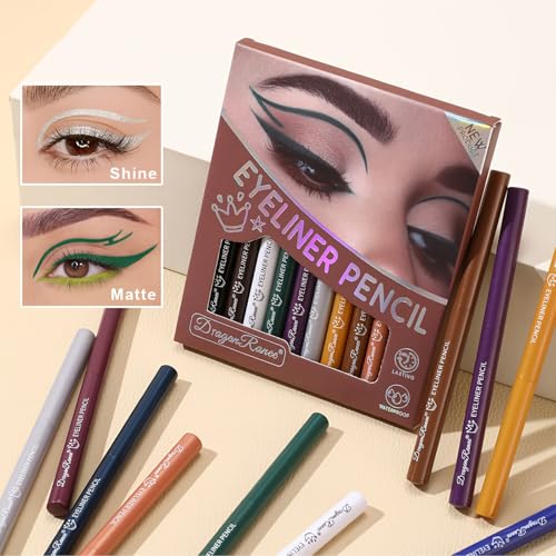 12 Shade Waterproof Eyeliner Pencil Set