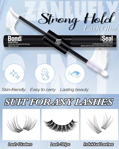ZANLUFLY Waterproof Lash Cluster Glue – 72H Hold, Latex-Free