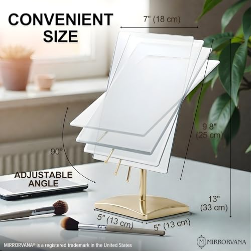 Mirrorvana Gold Large Free Standing Frameless Mirror 9.8 x 7 Inches