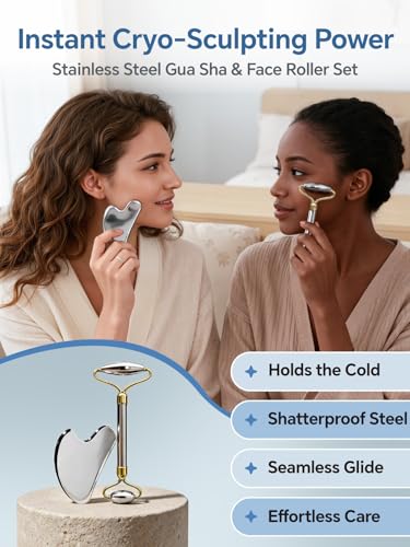 Stainless Steel Face Roller & Gua Sha Tool Set