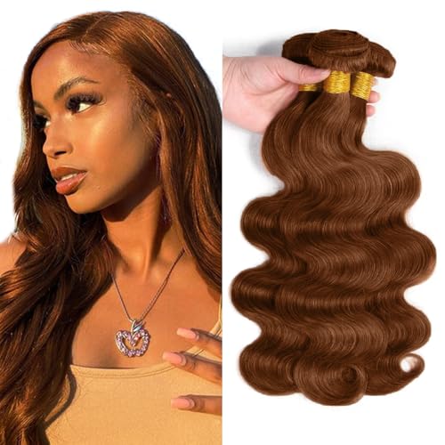 GtaiiReu 3-Pack Brown Human Hair Body Wave Extensions 26 Inch Brazilian Virgin Hair