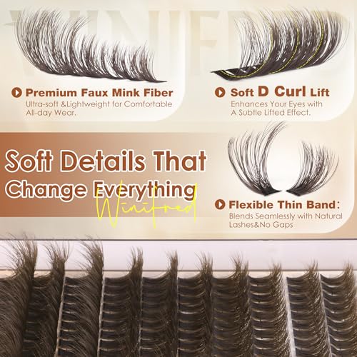 Brown Lash Clusters 8-18mm D Curl Volume Wispy Eyelashes