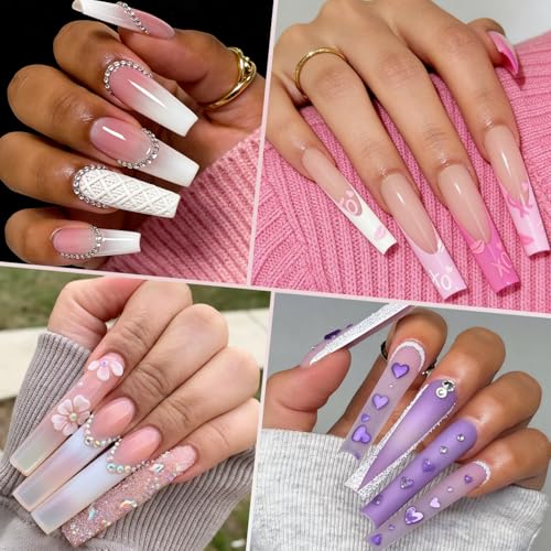 600PCS No C Curve Clear Acrylic Nail Tips - 12 Sizes XXXL