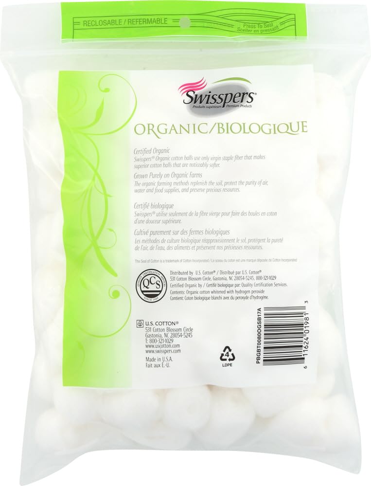 Organic Essentials Triple Size Cotton Balls - 80 Count (Pack of 3)