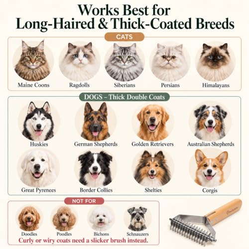Freshly Bailey Dematting Comb for Cats & Dogs — Undercoat Rake & Deshedding Tool