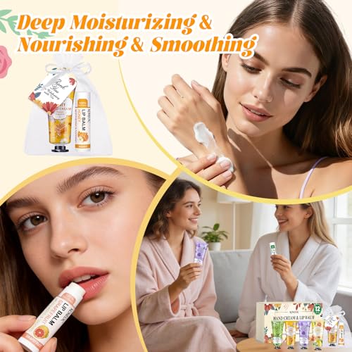 12-Pack Hand Cream & Lip Balm Gift Set - Bulk Party Favors for Women