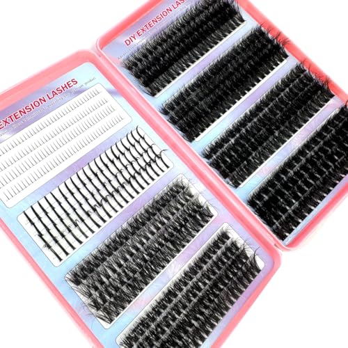 HBZGTLAD Spikes Lashes & Bottom Lashes Mix Clusters Extension Individual Lashes Cluster DIY Manga Volume Eyelash Clusters Fairy Eyelashes (32rows-jiemaoding-D Curl)