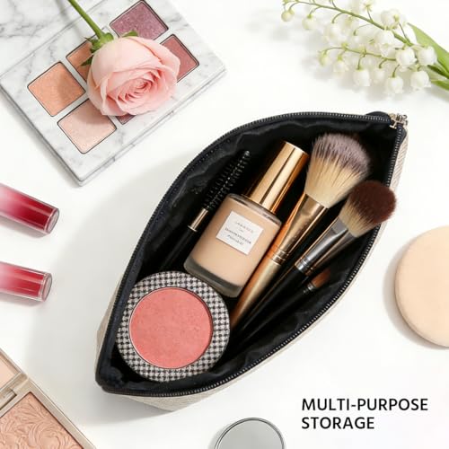 Pink Flower Initial A Makeup Bag - Travel Cosmetic Organizer for Women & Gifts