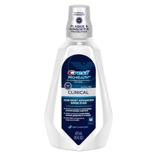 Crest Pro-Health Clinical Mouthwash with CPC, Alcohol Free, Gingivitis Treatment, Deep Clean Mint, 473 Ml (16 fl oz), 4 Count