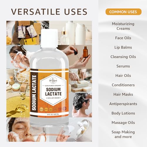 Sodium Lactate (16 oz) for Soap Making & Lotions, Premium Sodium Lactate Liquid, 60% Concentration, Cosmetic Grade, Moisturize Anti-Aging, Makes Soap Harder | 16 FL OZ