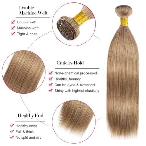 Ash Blonde Human Hair Bundles 30-34 Inch Straight #22