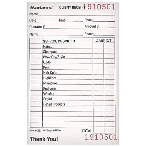 Marianna Professional Salon Guest Check Pads BK-08821W - 6 Pack