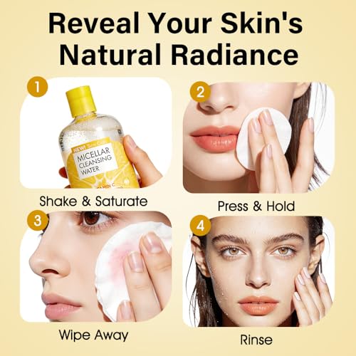 Micellar Water with Vitamin C - Makeup Remover & Face Cleanser 16.9oz