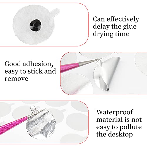 900 Pcs Eyelash Extension Adhesive Glue Pallet Sticker Pads, Disposable Waterproof Adhesive Holder Pad and 1 Pcs Eyelash Extension Jade Stone (Pink Sets)