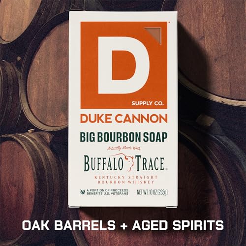 Duke Cannon Supply Co. Extra Large Bar Soap Bundle - Men's Natural Bar Soap With Masculine Scents - Big American Bourbon USA-made soap - All Skin Types - Big Brick of Soap - Bourbon,10 oz (4 Pack)