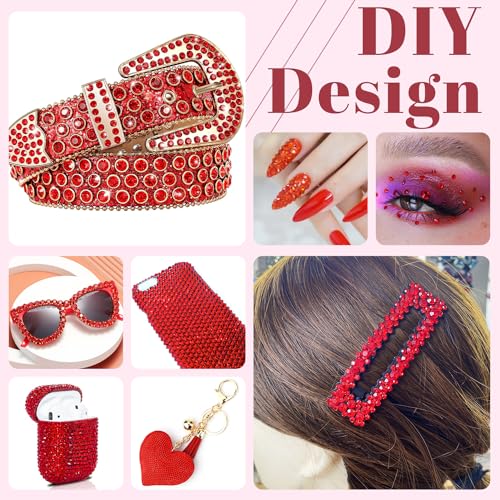 5000 Pcs Red 3mm Flatback Resin Rhinestones Bulk Set with Pickup Pen & Tweezers