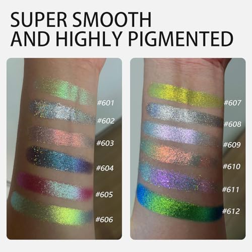 Professional multi-chrome eyeshadow,Handmade and long-lasting chameleon holographic,100% Vegan and Cruelty Free,Super Smooth and Highly Pigmented,Shine special colors (603)