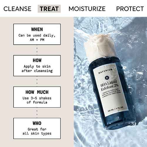 Naturium BHA Liquid Exfoliant 2%, Leave-on Face & Skin Care Exfoliating Pore Treatment, with Salicylic Acid & Bioactive Fruit Acids, Packaging May Vary, 4 oz