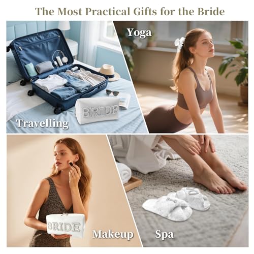 Easter Bride To Be Gift Set, Bridal Shower Gifts, Wedding Gifts for Bride, Bachelorette Gifts for Bride, Engagement Gift for Her, Bachelor Party Gifts, Makeup Bag, I DO Slippers, Hair Clip