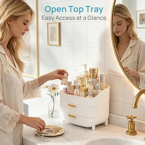 Vtopmart 3-Tier Makeup Organizer with Drawers - White