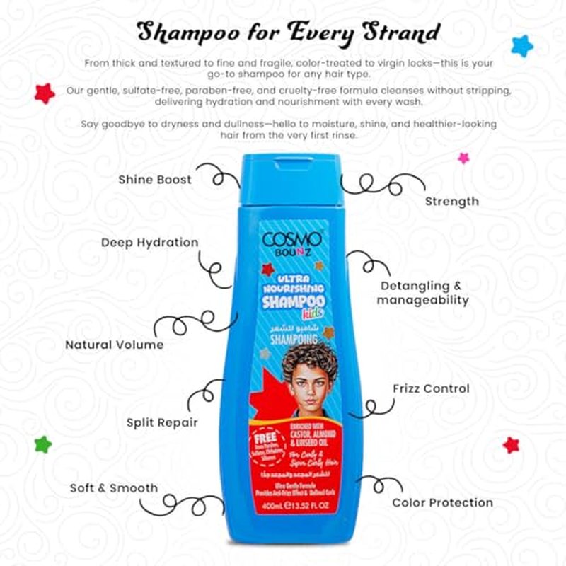 Cosmo Bounz Kids Hair Shampoo 400ml - Curly & Wavy Hair