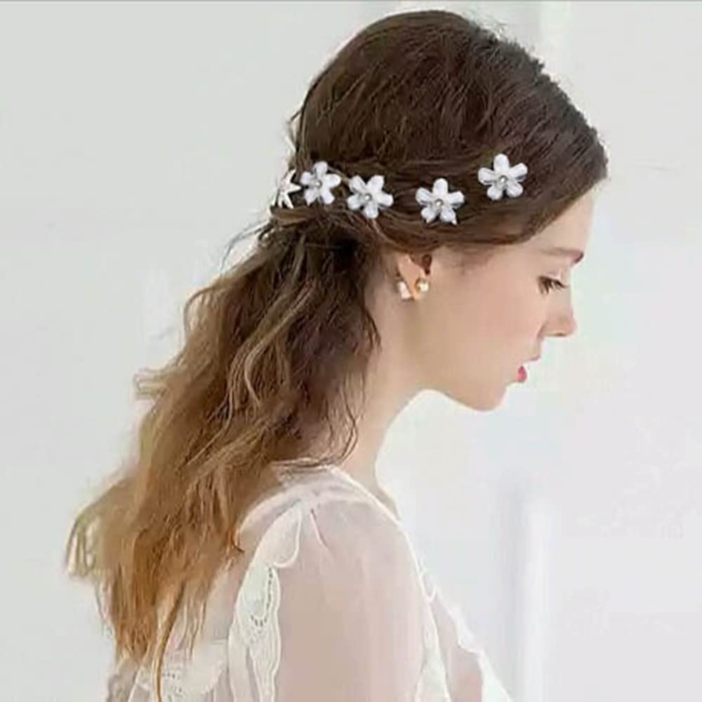 40Pcs Bridal Wedding Hair Pins, BetterJonny Flower Crystal Pearl Hair Clips Rhinestone Hair Accessories U Shape Hairpins for Women Girls Wedding Hairstyles