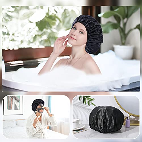 YIZIJIZI Shower Cap for Women - Waterproof Terry Lined