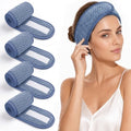 Spa Headband 4 Pack, Terry Cloth, Adjustable, Dark Blue