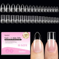 Beetles Flat-X Almond Square Nail Tips Set 320pcs Medium, 16 Sizes B-Almond+Square