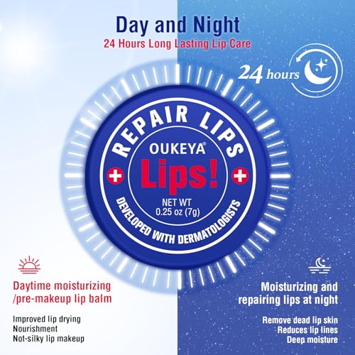 OUKEYA Lip Balm,0.25 Ounce,Medicated Lip Chapstick Medicated w/Beeswax,Petrolatum,Peppermint Oi,100% Natural Ingredients,Medicated Lip Moisturizer for Echapped Lips Treatment Severe 3 Packs