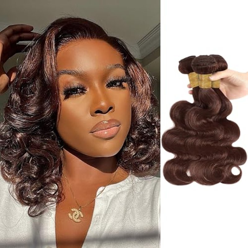 ALHER Chocolate Brown Body Wave Hair Bundles 10 12 14