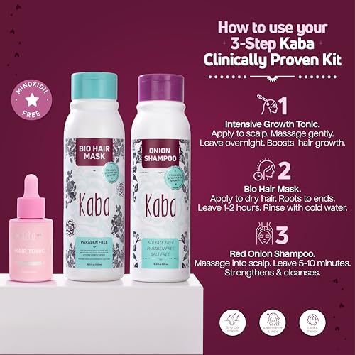 D'Luchi Hair Growth Treatment Kit - 3-Piece Set with Red Onion Shampoo