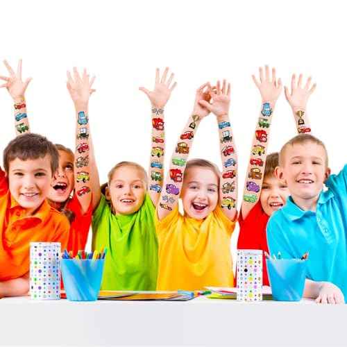 Cars Birthday Party Supplies, 34Pcs Temporary Tattoos Party Gifts, Removable Fake Tattoo Stickers for Goody Bag Treat Bag Stuff for Cars Birthday Decorations