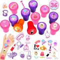 36PCS Spa Party Favors - 24PCS Temporary Tattoos & 12PCS Stamps - Ideal Makeup Sleepover Salon Themed Birthday Card Decorations Supplies Goodie Bag Cute Rewards for Boys Girls Classroom Gifts Prizes