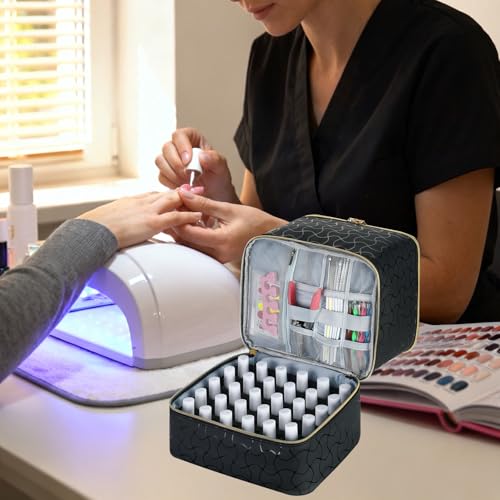 Professional Nail Polish Organizer Case Holds 30 Bottles & Nail Light