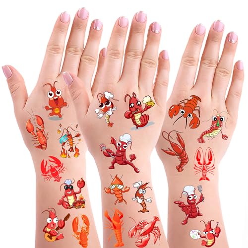 300 Lobster Theme Tattoos Temporary Stickers Suitable for Beach Luau Seaside Birthday Party Favors Supplies Decorations Goodie Bag Stuffers