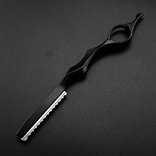 11Pcs Hair Styling Thinning Razor Set - 1 Razor, Thinning Comb, Texturizing Cutting Razor and 10 Replacement Stainless Steel Blades for Salon & Home Use (Black)