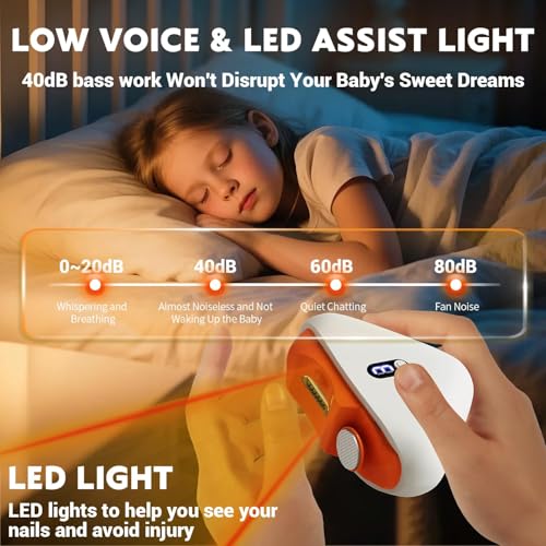 Electric Nail Clipper with LED Light, 3 Speeds & Nail Polishing