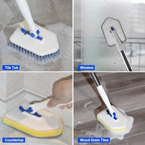52-Inch Tile & Tub Scrubber Brush with 3 Rotating Heads
