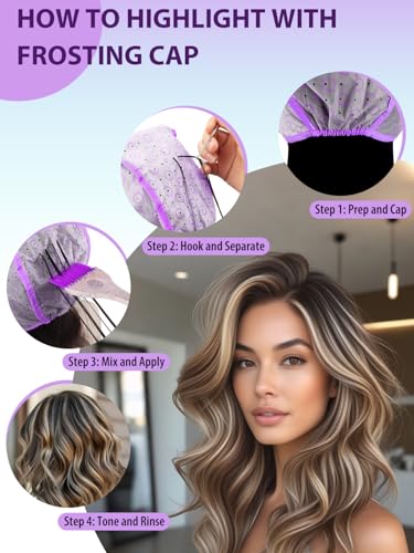 YOOVR 19pcs Hair Bleach Highlight Kit with Dye Brush and Frosting Caps