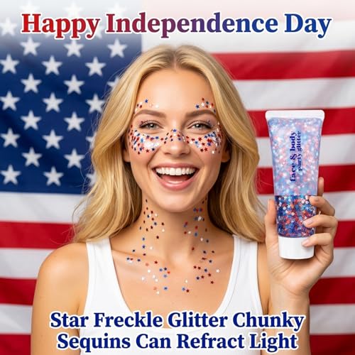 Patriotic Glitter Tattoos - 2PCS 4th of July Face & Body